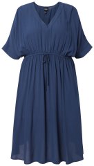 Ulla Popken 848224 Midikleid mit Tunnelzug Dunkelblau