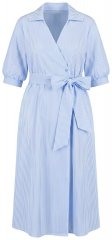 Ulla Popken 848467 Gestreiftes Wickelkleid mit Taschen Hellblau