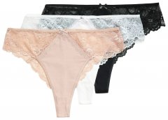 Ulla Popken 848522 Strings mit Spitze 3er-Pack Schwarz