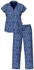 Ulla Popken 849144 Pyjama mit Animal-Print Dunkelblau