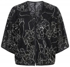 Ulla Popken 849213 Bestickter Bolero aus Seidenmix Schwarz