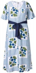 Ulla Popken 849662 Geblümtes Hemdblusenkleid Wollweiß