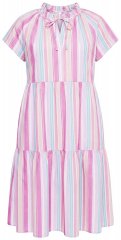 Ulla Popken 849969 Gestreiftes Midikleid mit Volants Rosa