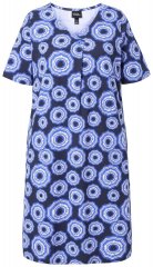 Ulla Popken 850121 Kurzärmliges Jerseykleid mit V-Ausschnitt Blau