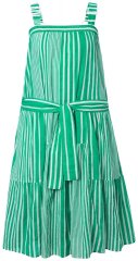 Ulla Popken 850197 Gestreiftes Kleid mit Volants Grün