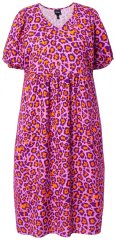 Ulla Popken 850346 Gemustertes Kleid mit V-Ausschnitt Rosa