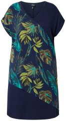 Ulla Popken 850393 Gemustertes Chiffonkleid Dunkelblau