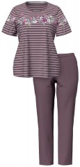 Ulla Popken 850403 Pyjama mit Blumenmuster Braun