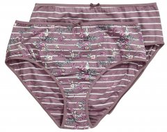 Ulla Popken 850538 Geblümte Slips aus Bio-Baumwolle 2er-Pack Braun