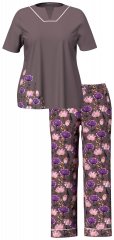 Ulla Popken 850903 Pyjama mit Blumenmuster 2er-Pack Braun