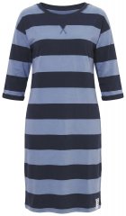 Ulla Popken 850958 Gestreiftes Sweatkleid mit 3/4-Ärmeln Dunkelblau