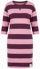 Ulla Popken 850958 Gestreiftes Sweatkleid mit 3/4-Ärmeln Weinrot