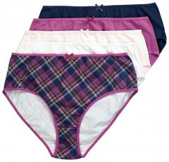 Ulla Popken 851070 Karierte Slips aus Bio-Baumwolle 5er-Pack Violett