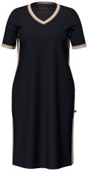 Ulla Popken 851237 Gestreiftes Nachthemd Schwarz