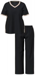 Ulla Popken 851245 Pyjama mit Streifen Schwarz