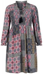 Ulla Popken 851546 Gemustertes Midikleid Senfgelb