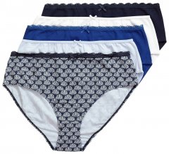 Ulla Popken 851730 Gemusterte Slips 5er-Pack Hellblau