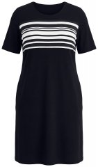 Ulla Popken 852079 Gestreiftes T-Shirt-Kleid Schwarz
