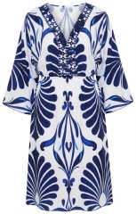 Ulla Popken 852314 Gemustertes Kleid Weiß