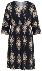 Ulla Popken 852315 Gemustertes Wickelkleid Schwarz
