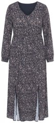 Ulla Popken 852606 Gemustertes Maxikleid Schwarz