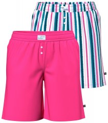 Ulla Popken 852752 Pyjama-Shorts mit Streifen 2er-Pack Rosa