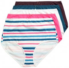 Ulla Popken 852761 Gestreifte Slips mit hoher Taille 5er-Pack Petrol