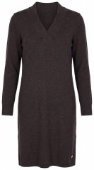 Ulla Popken 853077 Langärmliges Strickkleid mit V-Ausschnitt Mahagonibraun