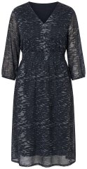 Ulla Popken 853620 Midikleid mit Animal-Print und 3/4-Ärmeln Schwarz