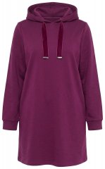 Ulla Popken 853652 Langärmliges Sweatkleid mit Kapuze Beerenrot