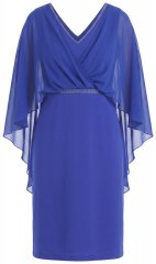 Ulla Popken 853675 Chiffonkleid mit 3/4-Ärmeln Blau