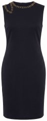Ulla Popken 853766 Ärmelloses Bodycon-Kleid mit Strasssteinen Schwarz