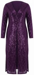 Ulla Popken 853770 Paillettenjacke Pflaume