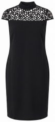 Ulla Popken 853808 Kurzärmliges Kleid mit Rollkragen Schwarz