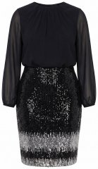 Ulla Popken 853810 Paillettenkleid Schwarz