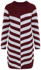 Ulla Popken 854095 Gestreiftes Strickkleid Weinrot