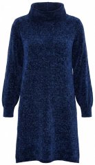 Ulla Popken 854602 Langärmliges Strickkleid mit Rollkragen Dunkelblau