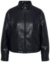 Ulla Popken 854795 Bikerjacke in Lederoptik Schwarz