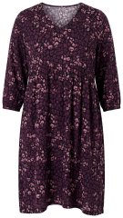 Ulla Popken 855270 Gemustertes Jerseykleid mit V-Ausschnitt Schwarz