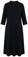 Ulla Popken 855373 Gemustertes Jerseykleid Schwarz