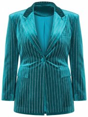 Ulla Popken 855499 Samtblazer mit Strasssteinen Türkis