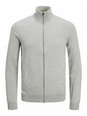 Jack & Jones JJEMIL Knit Turtle Zip Cardigan Light Grey