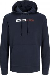 Jack & Jones CORP LOGO PLAY 5 Print Hoodie Navy Blazer