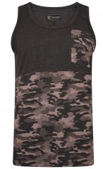 Kam Jeans 5399 Camo Panelled Sleeveless T-Shirt Charcoal