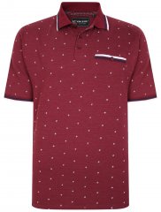 Kam Jeans 5456 Drop Needle Jersey Polo with Dobby Print Burgundy