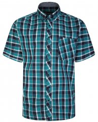 Kam Jeans 6240 SS Check Shirt Teal