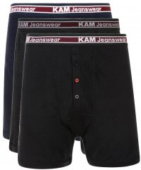 Kam Jeans Boxershorts Schwarz, Grau, Dunkelblau 3-Pack