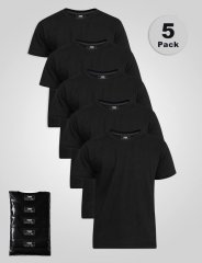 D555 Smartly T-Shirt Rundhals Schwarz 5er-Pack