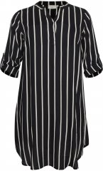 Kaffe Curve Milana Shirt Kleid Schwarz / Chalk Streifen