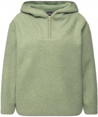Ulla Popken Teddy Plush Long Sleeve Hoodie Sage Green